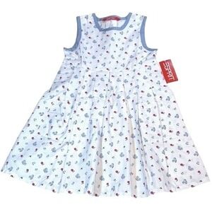 NWT Esprit Floral Red White Blue Americana Girls Sleeveless Dress Size M 4-6X